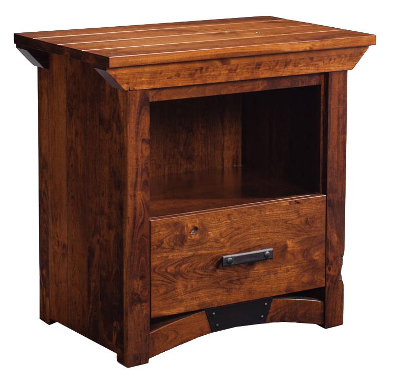 Simply Amish B and O Railroad Nightstand with Opening and Bottom Drawer